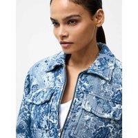 Denim Jacquard Collared Jacket