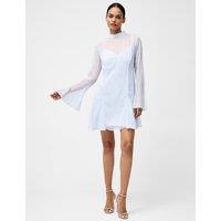 Chiffon Embellished High Neck Mini Dress
