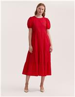 Pure Cotton Midi Tiered Dress