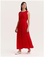 Finery London Pure Cotton Broderie Skater Dress Red