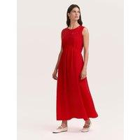 Finery London Pure Cotton Broderie Skater Dress Red