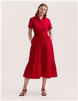 Pure Cotton Midi Shirt Dress