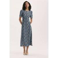 Finery London Floral Round Neck Midi Tea Dress Navy Mix