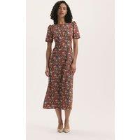 Finery London Floral Round Neck Midi Tea Dress Red Mix