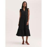 Tie Neck Ruffle Midi Tiered Dress