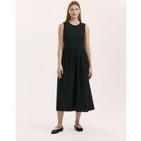 Finery London Cotton Rich Round Neck Midi Skater Dress Black