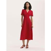 Finery London Polka Dot V-Neck Midi Tea Dress Red Mix