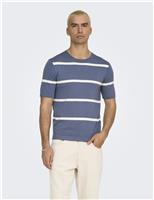 ONLY & SONS Striped Knitted T-Shirt Stone
