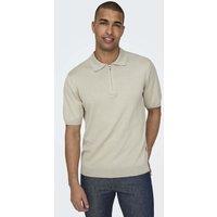 ONLY & SONS Half Zip Polo Shirt Beige