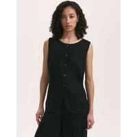 Finery London Linen Blend Round Neck Waistcoat Black