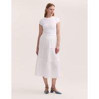 Pure Cotton Midi Tiered Skirt