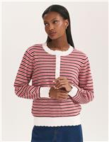 Pure Cotton Striped Button-Detail Jumper