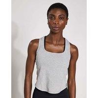 Lilybod Jodie Rib Scoop Neck Racer Back Vest Top Grey Marl