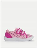 Kids Canvas Polka Dot Riptape Trainers (3 Small - 7 Small)
