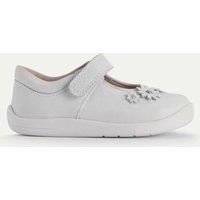 Start-Rite Kids' Leather Flower Riptape Shoes (4 Small - 8 Small) White