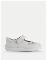 Start-Rite Kids' Leather Flower Riptape Shoes (4 Small - 8 Small) White