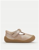 Kids Leather Metallic T Bar Shoes (3 Small - 7 Small)