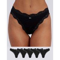 Boux Avenue 5pk Tatiana Thongs Black