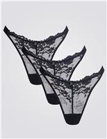 3pk Fran Floral Lace High Leg Thongs