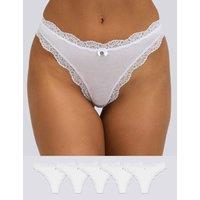 Boux Avenue 5pk Tatiana Thongs White