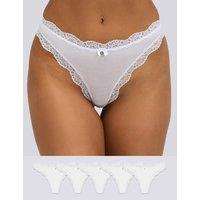 Boux Avenue 5pk Tatiana Thongs White