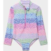 Crew Clothing Heart Long Sleeve Swimsuit (3-12 Yrs) White Mix