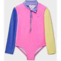 Crew Clothing Colour Block Long Sleeve Swimsuit (3-12 Yrs) Green Mix