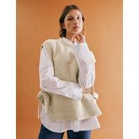 Pure Cotton Textured Crew Neck Knitted Tabard