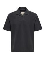 ONLY & SONS Cotton Rich Textured Polo Shirt Black
