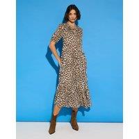 Animal Print Midi Smock Dress