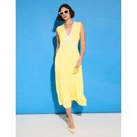 Satin Lace Trim Midi Slip Dress