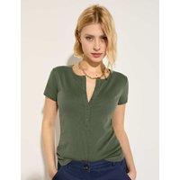 Lyocell Rich Button Detail Top