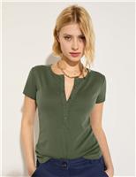 Lyocell Rich Button Detail Top