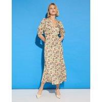 Satin Floral Midi Tea Dress