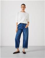 Boyfriend Mid Rise Cropped Turn Up Jeans