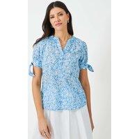 Cotton Rich Floral V-Neck Blouse