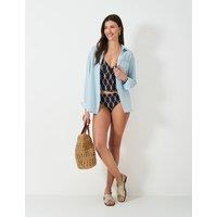 Tummy Control Rope Print Plunge Tankini Top