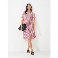 Pure Cotton Rope Print Belted Midi Shirt Dress