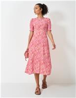 Crew Clothing Floral Midi Tea Dress Pink Mix