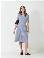 Crew Clothing Jersey Geometric Midaxi Shirt Dress Blue Mix