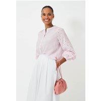 Pure Cotton Broderie Button Through Blouse