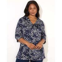 Ditsy Floral V-Neck Split Sleeve Tunic