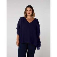 Chiffon Overlay V-Neck Top