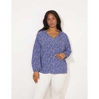 Ditsy Floral V-Neck Shirred Detail Blouse