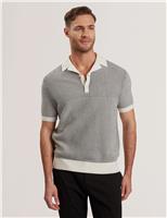Ted Baker Pure Cotton Knitted Polo Shirt Cream Mix