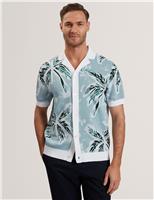 Regular Fit Knitted Leaf Short Sleeve Shirt