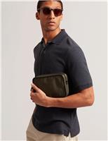 Ted Baker Cotton Blend Textured Polo Shirt Navy