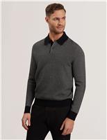 Ted Baker Pure Cotton Textured Polo Shirt Black