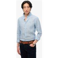 Superdry & Co Relaxed Fit Pure Linen Striped Shirt Blue
