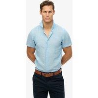 Superdry & Co Relaxed Fit Pure Linen Embroidered Shirt Blue